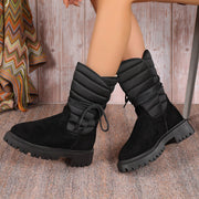 Fashion Mid-calf Snow Boots With Lace-up Design Winter Warm Thickened Low-heeled Boot Women's Casual Shoes Outdoor